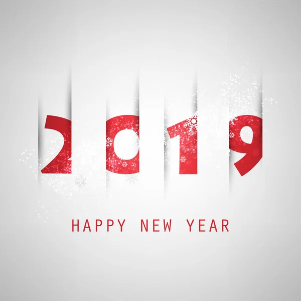 最佳祝愿-抽象白色, 灰色和红色现代风格快乐新年贺卡或背景, 创意设计模板-2019年 — 图库矢量图片