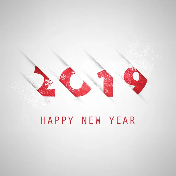 最佳祝愿-抽象灰色和红色现代风格快乐新年贺卡或背景, 创意设计模板-2019年 — 图库矢量图片