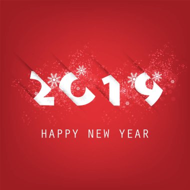 En iyi dilek - soyut beyaz ve kırmızı Modern tarzı mutlu yeni yıl tebrik kartı veya arka plan, yaratıcı tasarım şablonu - 2019 