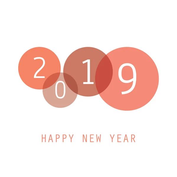 Mejores deseos - Tarjeta simple de año nuevo rojo y blanco, portada o plantilla de diseño de fondo con números - 2019 — Vector de stock