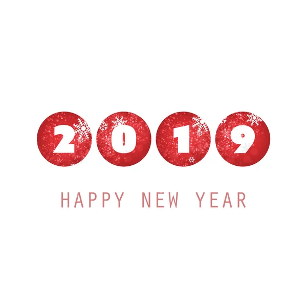 简单的白色和红色新年贺卡, 封面或背景设计模板-2019年 — 图库矢量图片