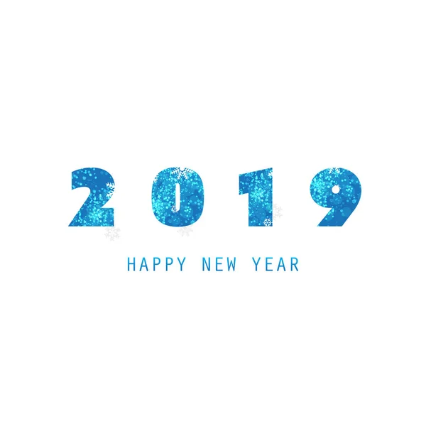 Plantilla de diseño simple de año nuevo blanco y azul, portada o fondo - 2019 — Vector de stock
