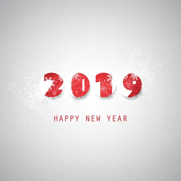 简单的灰色和红色新年贺卡, 封面或背景设计模板-2019年 — 图库矢量图片