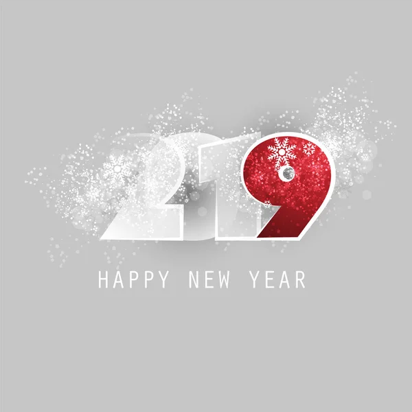 Червоний, білий і сірий новий рік картки, покриття або шаблон оформлення фон - 2019 — стоковий вектор