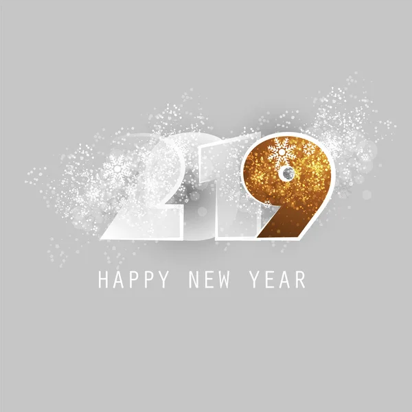 Золотий, білих та сірих новий рік картки, покриття або шаблон оформлення фон - 2019 — стоковий вектор