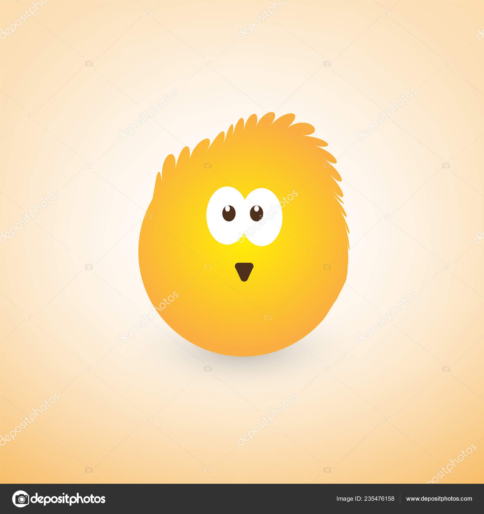 Emoji Com Cabelo Engraçado Emoticon Simples Fundo Amarelo Vector