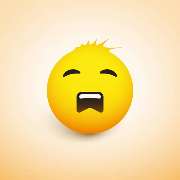 Κλάμα Λυπημένος Emoji Αστεία Μαλλιά Απλή Emoticon Κίτρινο Φόντο Διανυσματική — Διανυσματικό Αρχείο