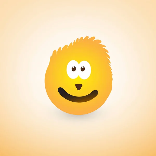 Emoji Sorridente Com Cabelo Engraçado Emoticon Feliz Simples Fundo Amarelo — Vetor de Stock