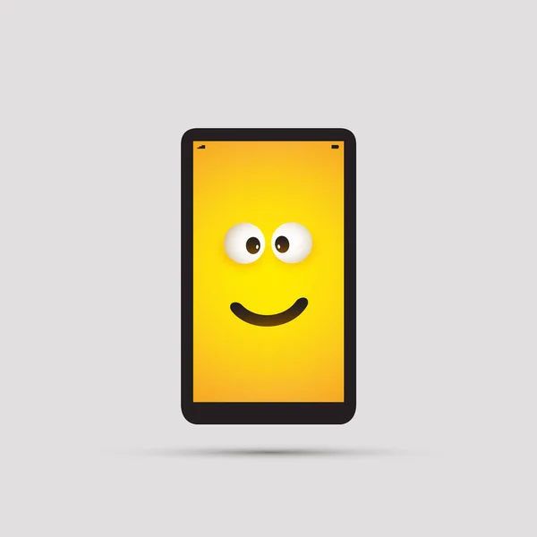 Smart Phone Sorridente Emoji Emoticon Felice Semplice Con Pop Out — Vettoriale Stock