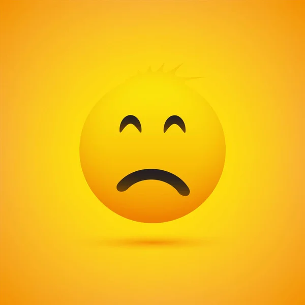 Sad Emoji with Pop Out Eyes - Simple Emoticon on Yellow Background - Vector Design