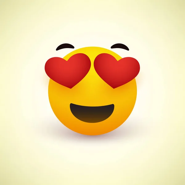 Усміхнене Обличчя Формі Серця Жовтому Тлі Векторний Дизайн — стоковий вектор