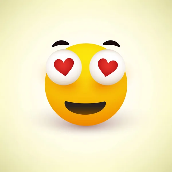 Smiling Face Heart Shaked Eyes Yellow Foundation Vector Design — стоковый вектор
