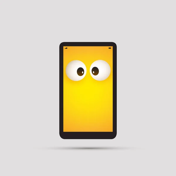 Emoticono Teléfono Inteligente Emoticono Feliz Simple Con Ojos Entrecerrados Emergentes — Vector de stock