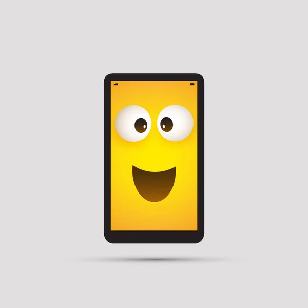 Smiling Smart Phone Emoji Simple Happy Emoticon Avec Pop Out — Image vectorielle