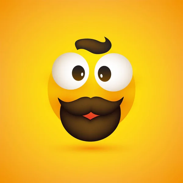 Úsměvem Emoji Jednoduchý Happy Smajlík Zelený Pop Out Oči Knírek — Stockový vektor