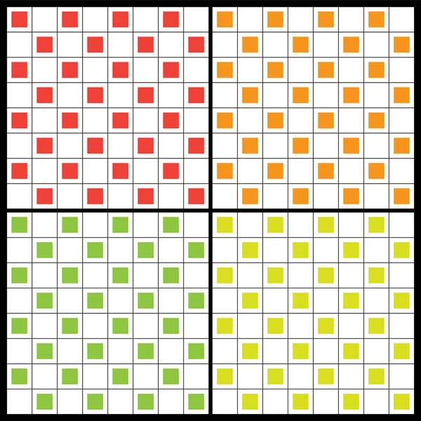 Four Seamless Abstract Backgrounds Colorful Squares Pattern — Stock Vector