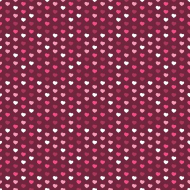 Soyut kesintisiz beyaz, mor ve pembe kalpler desen - Sevgililer günü kartı veya arka plan vektör tasarımı 