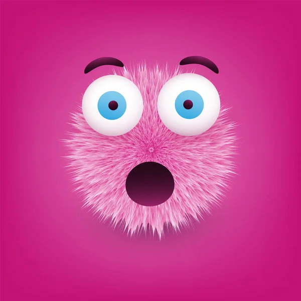 Visage Étonné Emoji Avec Les Yeux Ouverts Furry Happy Emoticon — Image vectorielle