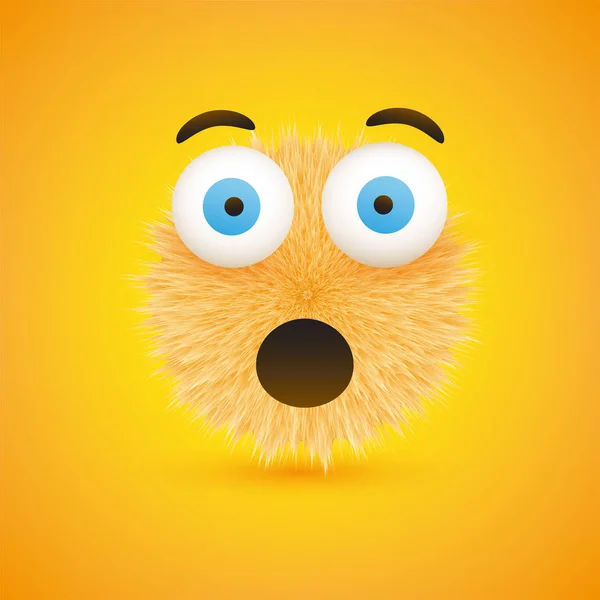 Visage Étonné Emoji Avec Les Yeux Ouverts Furry Happy Emoticon — Image vectorielle