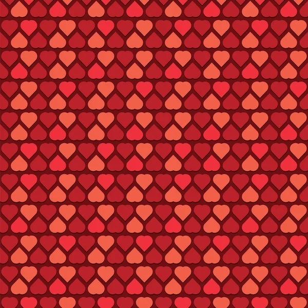 Astratto Seamless Red Hearts Pattern San Valentino Scheda Sfondo Vettoriale — Vettoriale Stock