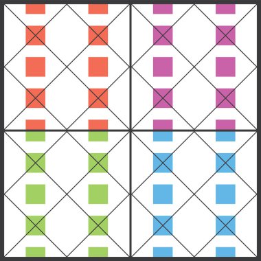 Renkli kareler deseni ile kesintisiz dört arka 