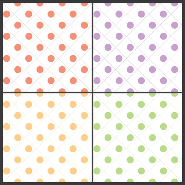 Set Four Seamless Spotted Abstract Backgrounds Colorful Dotted Pattern — Vector de stoc