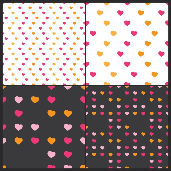 四种抽象无缝白 粉红心模式集 情人节贺卡或背景矢量设计 — 图库矢量图片