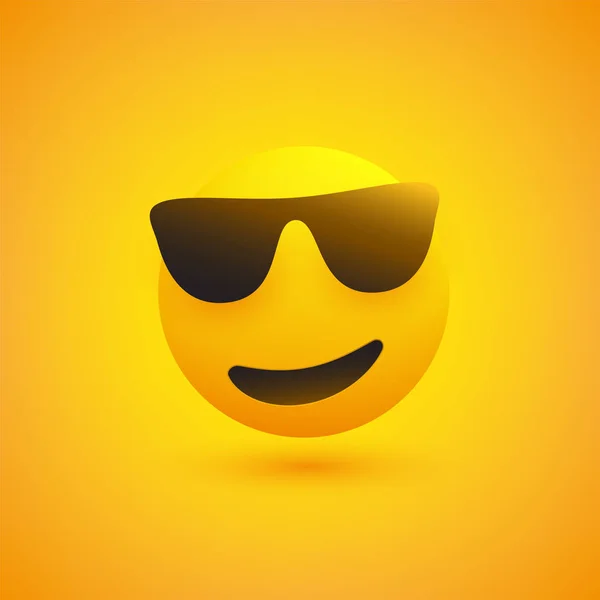 Emoji Sorridente Con Occhiali Sole Sfondo Giallo Design Vettoriale — Vettoriale Stock