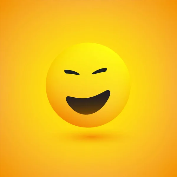 Laughing Emoji Simple Shiny Happy Emoticon Yellow Background Vector Design - Stok Vektor