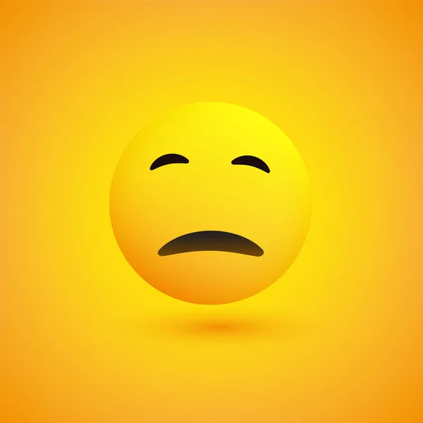 Triest Emoji Eenvoudige Emoticon Gele Achtergrond Vector Design — Stockvector