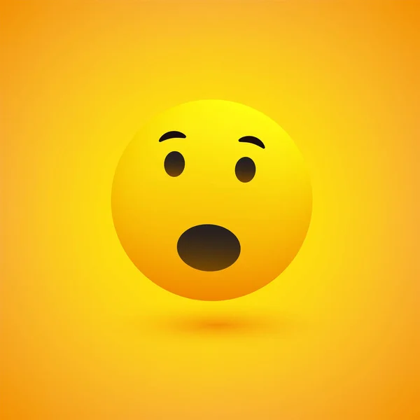 Surprised Face Emoji Open Eyes Simple Emoticon Yellow Background Vector — Stock Vector