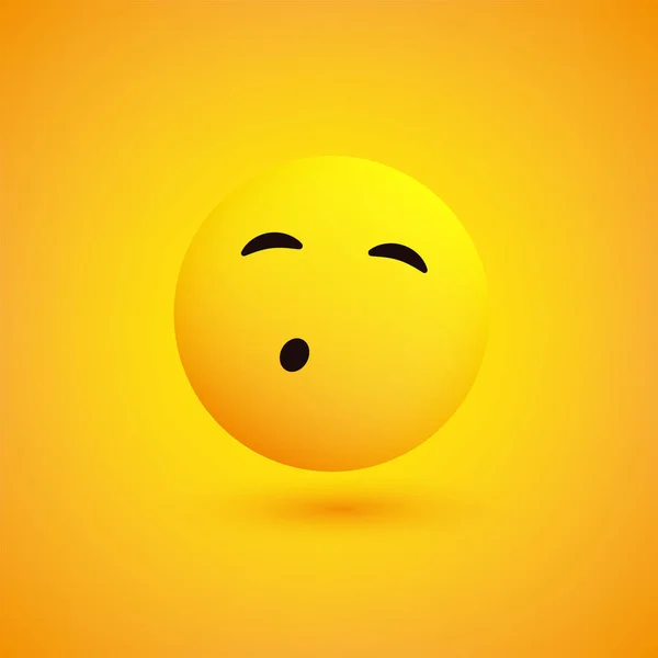 接吻或吹口哨表情符号 面对与微笑的眼睛在黄色背景 向量设计 — 图库矢量图片