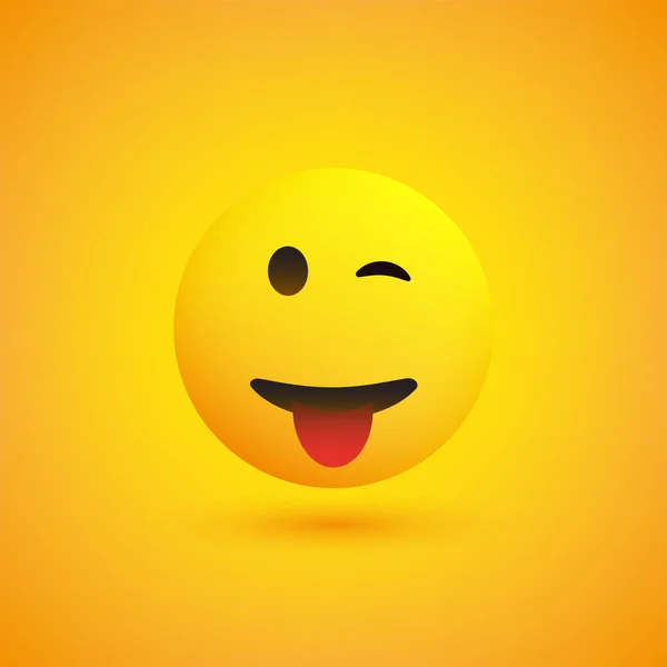 Smiling Winking Emoji Stuck Out Tongue Simple Shiny Happy Emoticon - Stok Vektor