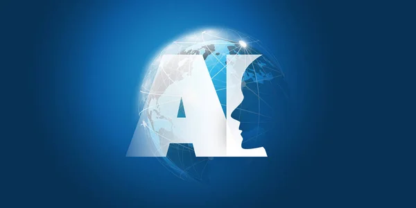 Aprendizaje Automático Inteligencia Artificial Computación Nube Diseño Redes Con Earth — Vector de stock