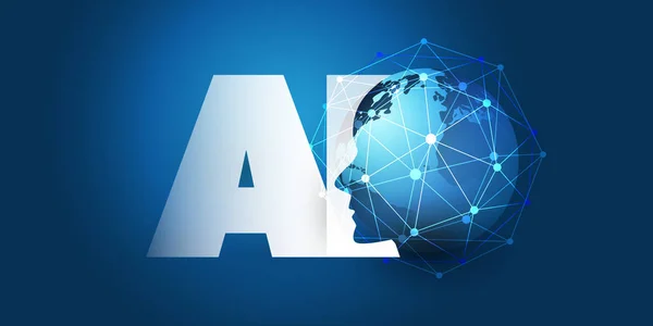 Machine Learning Intelligenza Artificiale Cloud Computing Networks Design Concept Con — Vettoriale Stock