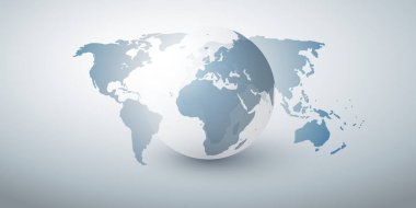 Düzen - Global iş, teknoloji, küreselleşme kavramı, vektör kalıp tasarım dünya dünya ve Dünya Haritası 