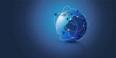 Tüm dünya - uçak Seyahat - Dünya tasarım vektör kavramı seyahat 