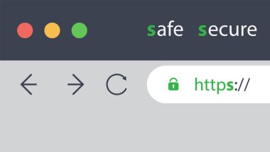 Tarayıcınızın adres çubuğunda Web tarama güvenli ve bağlantıları eğilim tasarım konsepti zorunlu Https Protokolü - gösterilen 