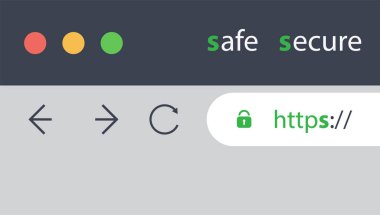 Browser Address Bar Showing Mandatory HTTPS Protocol - Secure Web Browsing and Connections Trend Design Concept  clipart