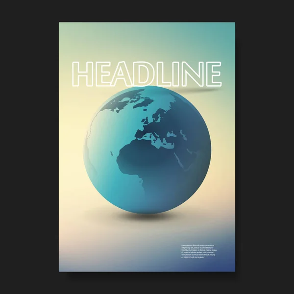 Global Business Technology Flyer Cover Design Avec Earth Globe Fond — Image vectorielle