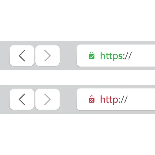 Webbläsarens Adress Barer Visar Säkra Och Osäkra Webbadresser Obligatoriskt Säker — Stock vektor