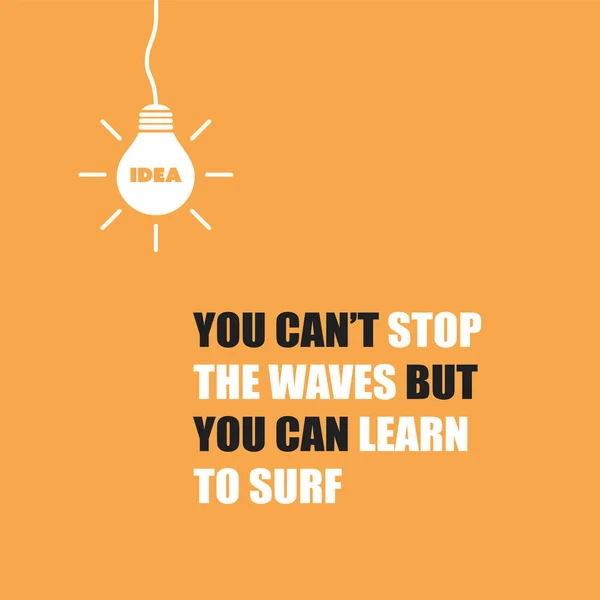 Puedes Parar Las Olas Pero Puedes Aprender Surfear Cita Inspiradora — Archivo Imágenes Vectoriales
