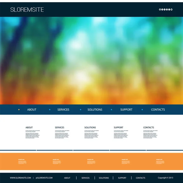 网站设计模板为您的企业与模糊的森林形象 — 图库矢量图片
