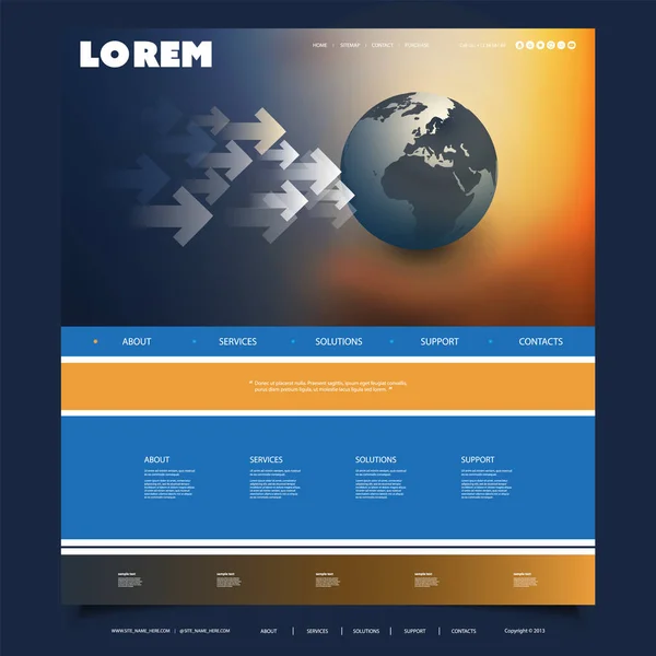 Diseño Sitios Web Coloridos Para Negocio Con Earth Globe — Vector de stock