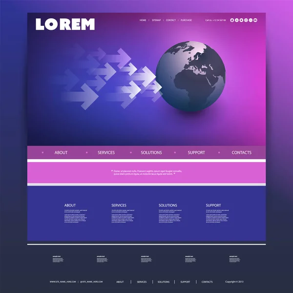 Diseño Sitios Web Coloridos Para Negocio Con Earth Globe — Vector de stock