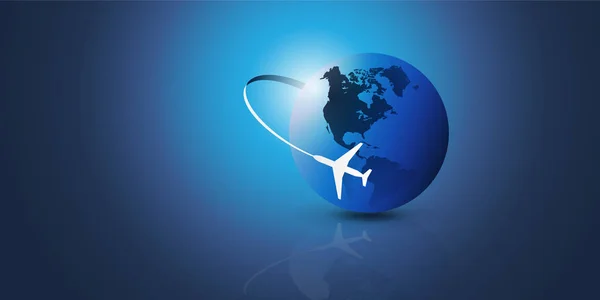 Traveling World Travel Airplane Globe Design — Stock Vector