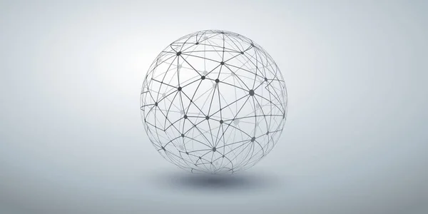 Netwerken Transparante Ploygonal Globe Ontwerp Grijze Brede Achtergrond — Stockvector