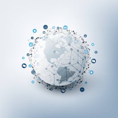 Şey, Internet tasarım konsepti simgeler - dijital ağ bağlantıları, teknolojik altyapı ile bulut 