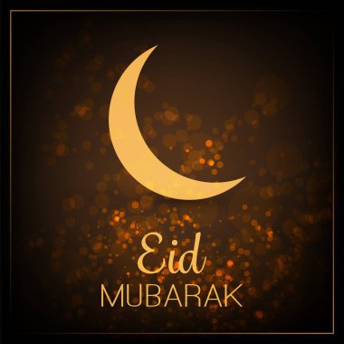 Ramazan Kareem veya EID Mübarek - gece gökyüzü ve hilal ay ile Müslüman topluluk Festivali için karanlık tebrik kartı tasarımı 