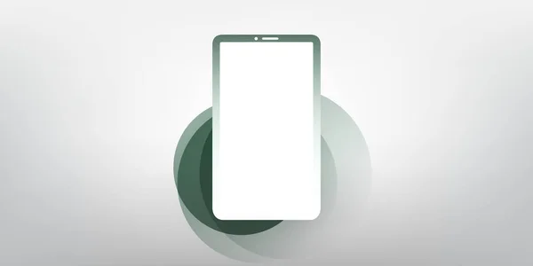 Groene Slimme Telefoon Lay Out Met Leeg Scherm Technologie Achtergrond — Stockvector